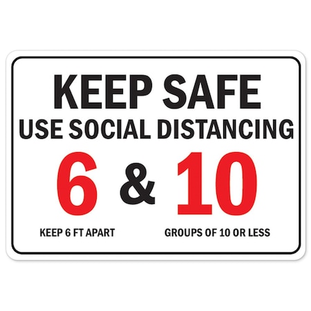 Public Safety Sign, Keep Safe Use Social Distancing, 24in X 36in Peel And Stick Wall Graphic